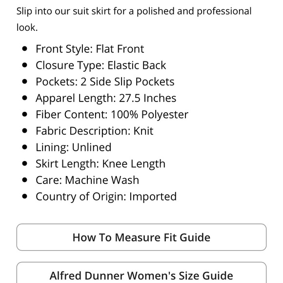 Ladies Alfred Dunner Suiting Skirt - Picture 3 of 7